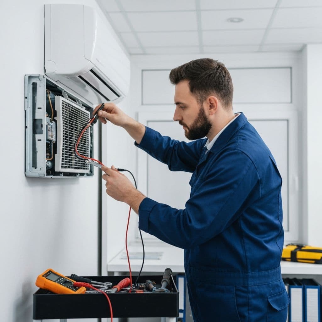AC Repair - Skilled technician repairing split AC system